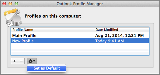outlook 2016 for mac remove profile